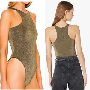 All Saints NWT Norma Bodysuit in Gold Sparkle Size 10